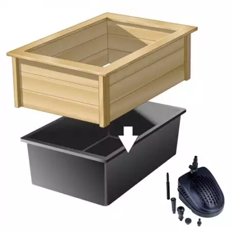 ubbink kit quadra wood 2 bassin complet 475 litres cadre en bois pompe a eau